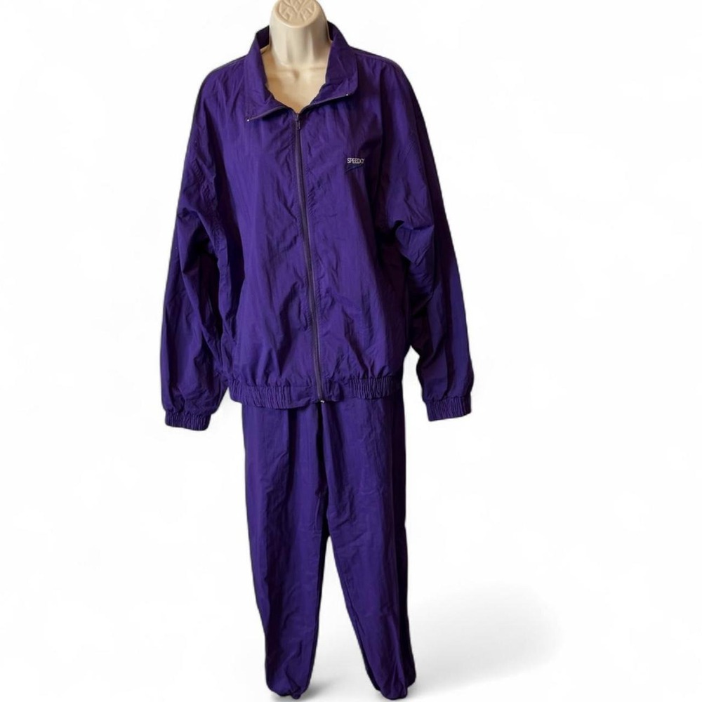 Rare Vintage 90s Speedo Purple Two Piece Nylon Tracksuit Set, Women's Size M